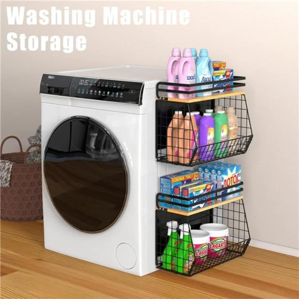 Magnetic Shelf for Fridge with Wood Lid, Fruit Potato & Onion Storage Bins,